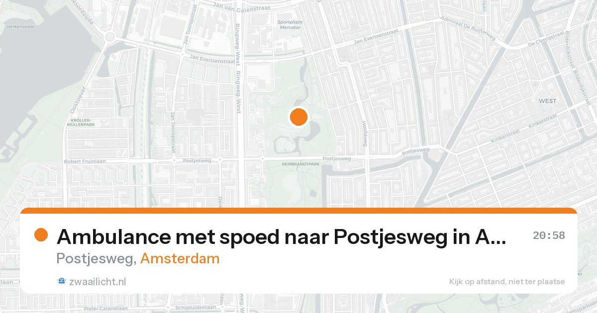 Ambulance met spoed naar Postjesweg in Amsterdam — 16 aug 2026