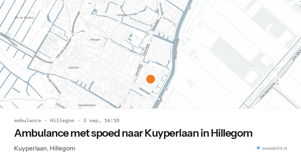 Ambulance met spoed naar Kuyperlaan in Hillegom — 3 sep 2026