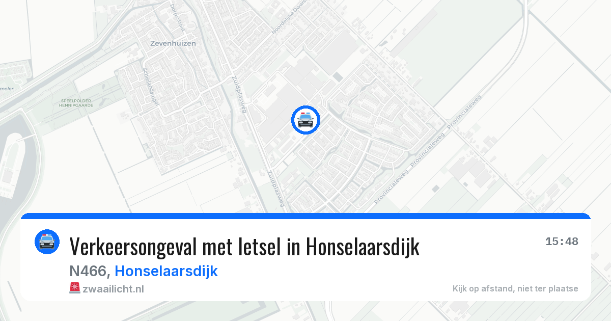 Verkeersongeval met letsel in Honselaarsdijk — 25 mrt 2026