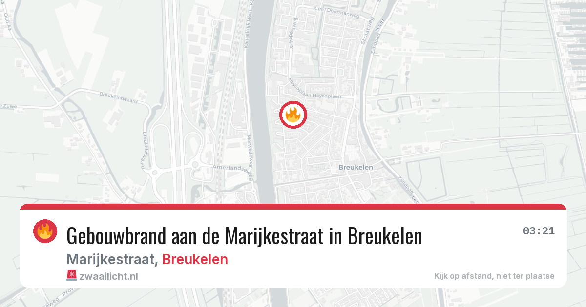 Gebouwbrand aan de Marijkestraat in Breukelen — 8 jun 2026