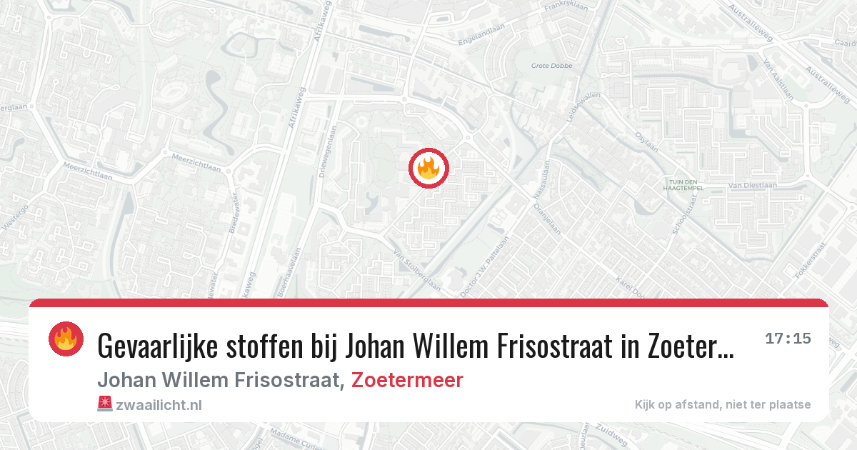 Gevaarlijke stoffen bij Johan Willem Frisostraat in Zoetermeer — 17 jul 2026