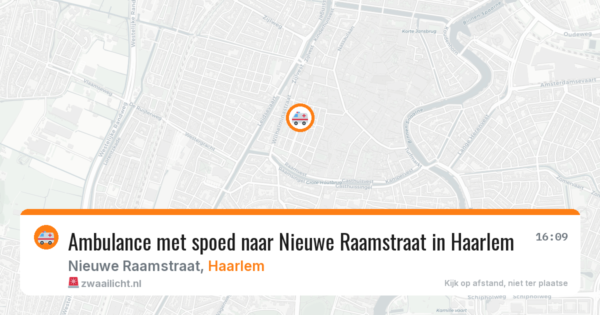 Ambulance met spoed naar Nieuwe Raamstraat in Haarlem — 13 aug 2026