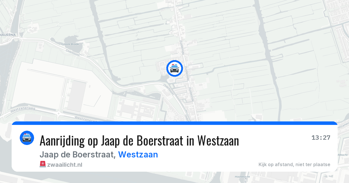 Aanrijding op Jaap de Boerstraat in Westzaan — 16 mrt 2026
