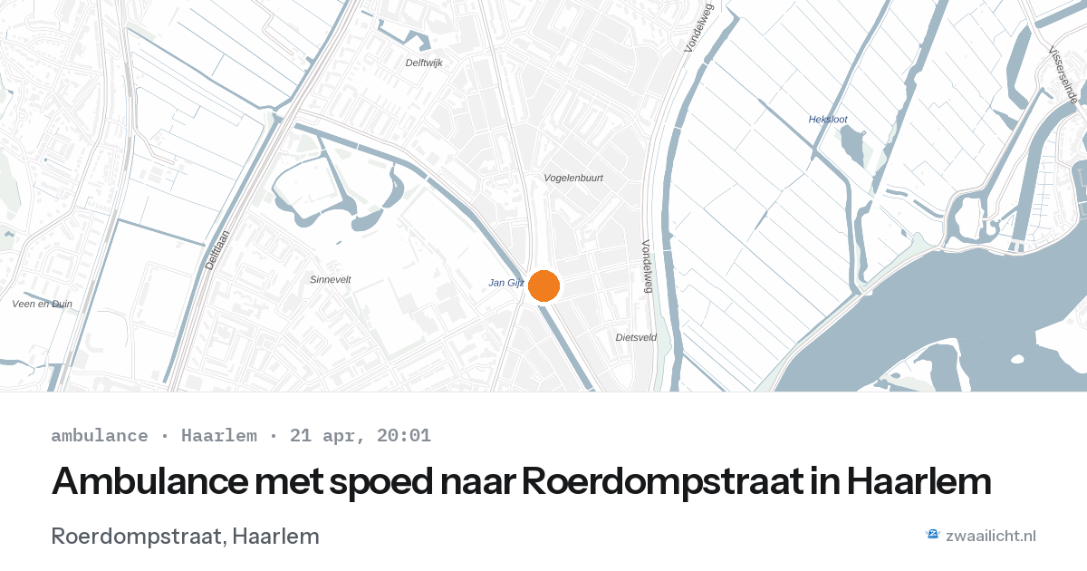 Ambulance met spoed naar Roerdompstraat in Haarlem — 21 apr 2026