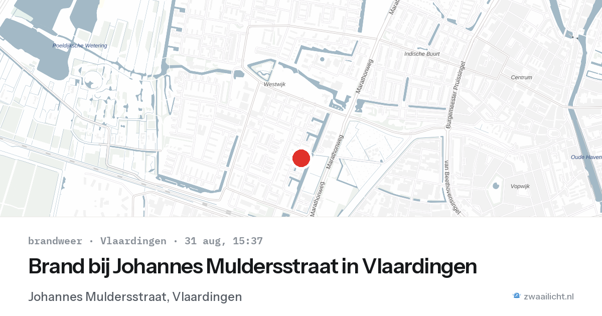 Brand bij Johannes Muldersstraat in Vlaardingen — 31 aug 2026