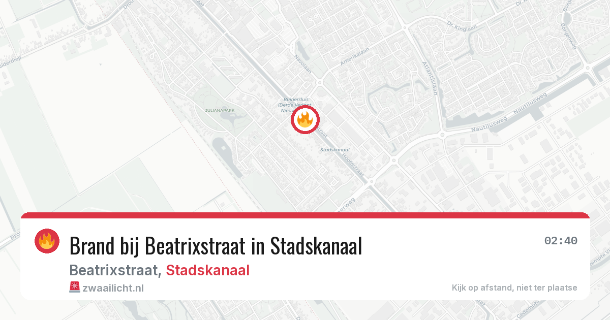 Brand bij Beatrixstraat in Stadskanaal — 19 jun 2026