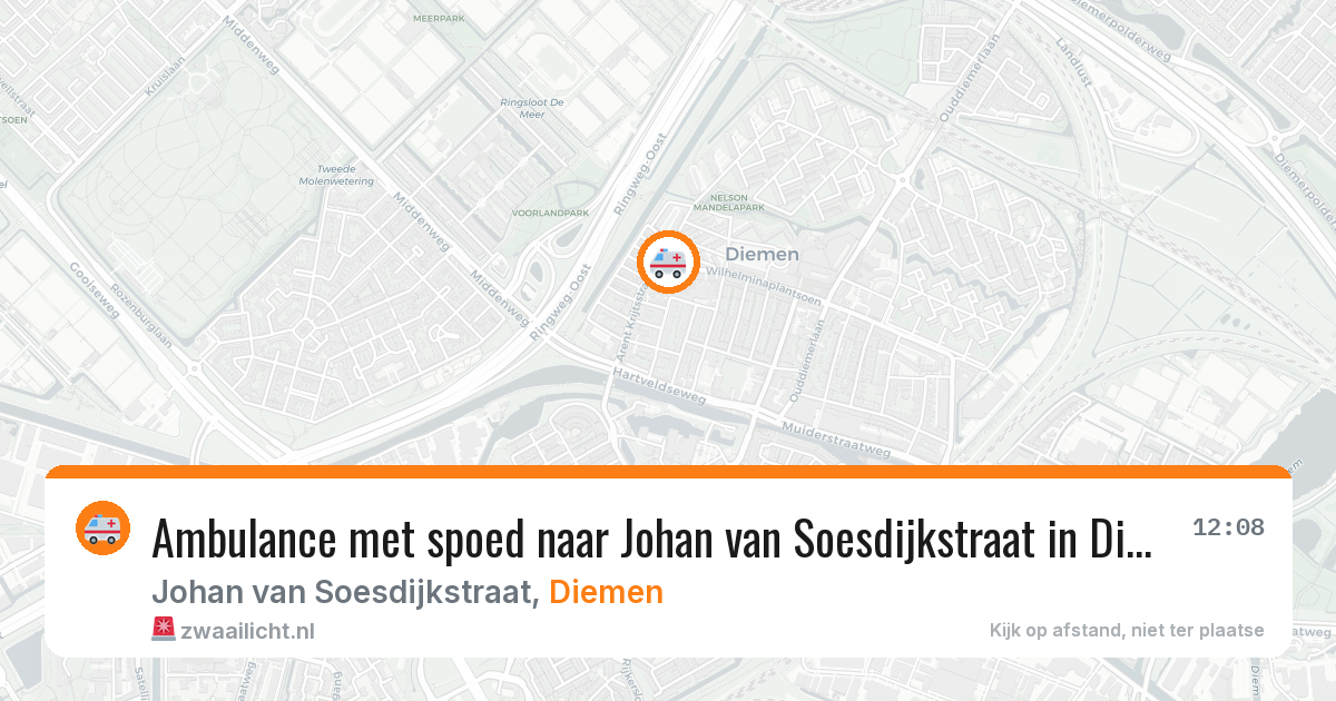 Ambulance met spoed naar Johan van Soesdijkstraat in Diemen — 26 mei 2026