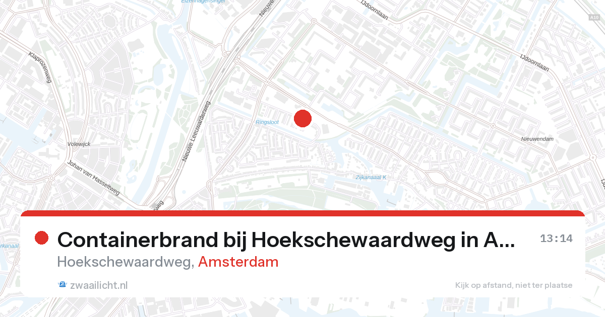 Containerbrand bij Hoekschewaardweg in Amsterdam — 20 jun 2026
