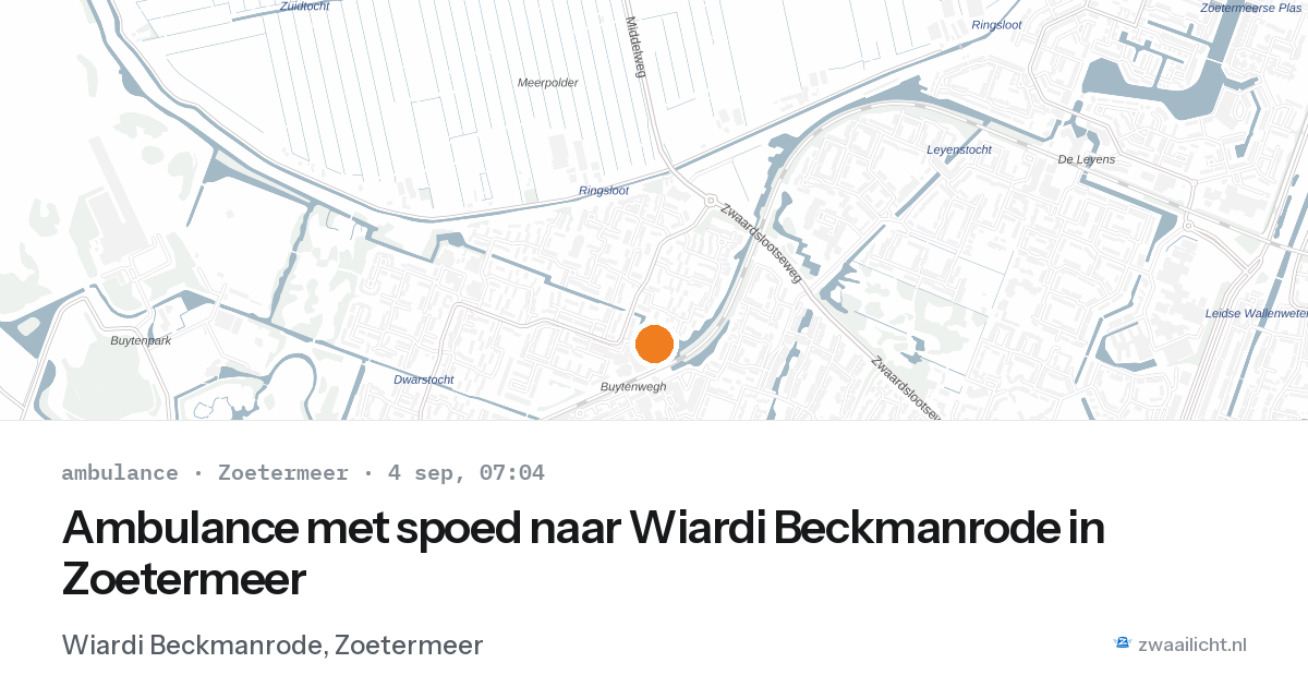 Ambulance met spoed naar Wiardi Beckmanrode in Zoetermeer — 4 sep 2026