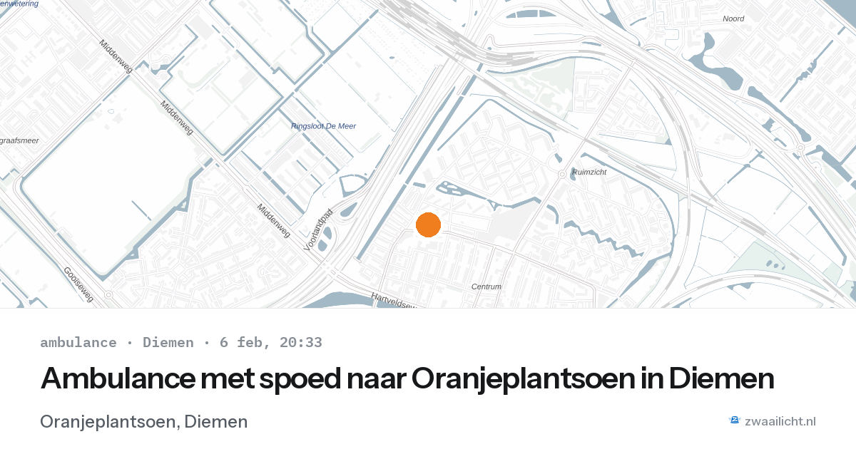 Ambulance met spoed naar Oranjeplantsoen in Diemen — 6 feb 2026