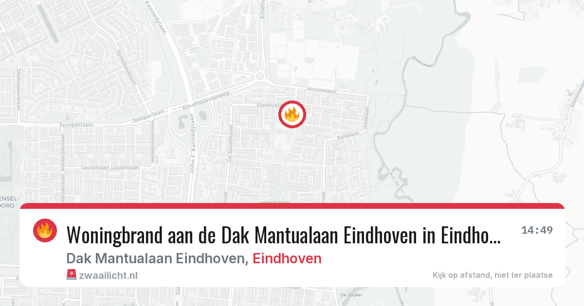 Woningbrand aan de Dak Mantualaan Eindhoven in Eindhoven — 4 jun 2026