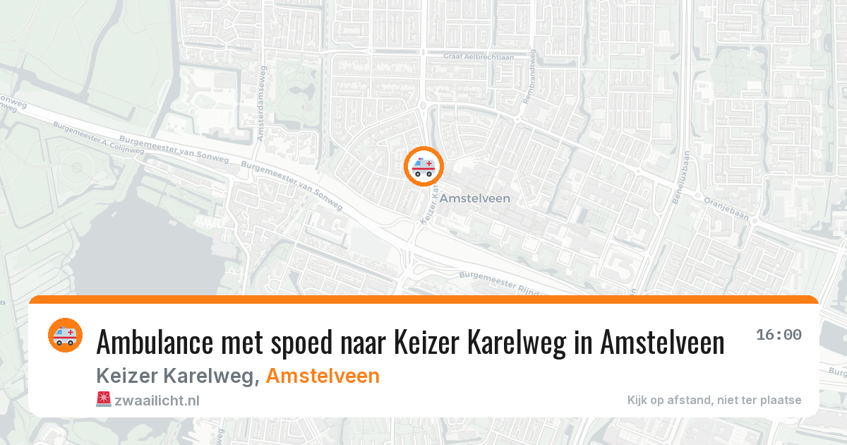 Ambulance met spoed naar Keizer Karelweg in Amstelveen — 16 mrt 2026