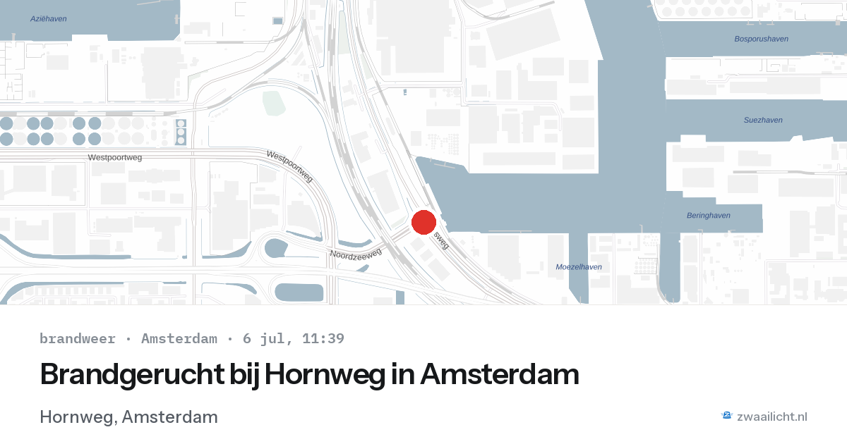 Brandgerucht bij Hornweg in Amsterdam — 6 jul 2026
