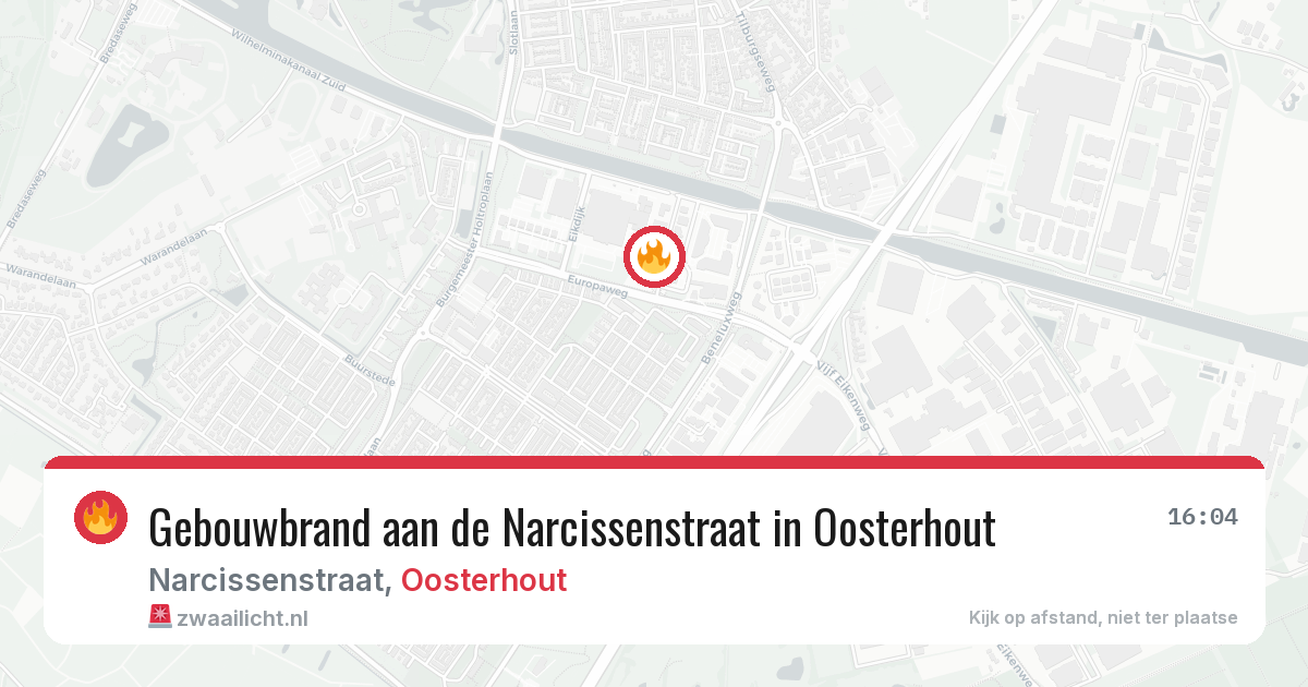 Gebouwbrand aan de Narcissenstraat in Oosterhout — 1 aug 2026
