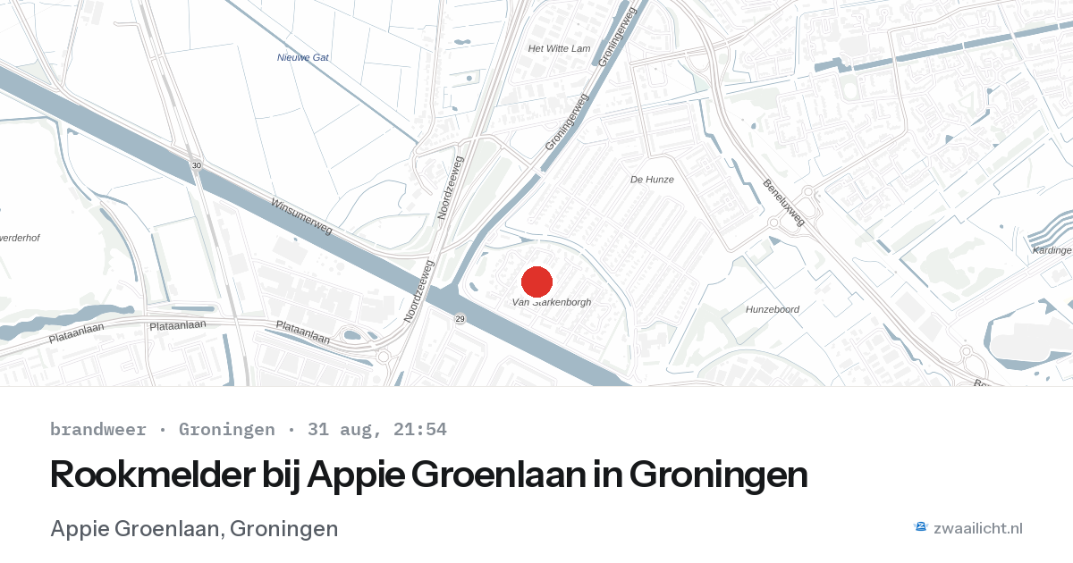 Rookmelder bij Appie Groenlaan in Groningen — 31 aug 2026