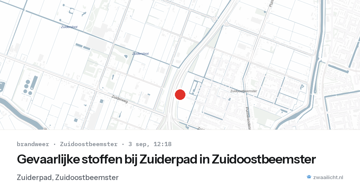 Gevaarlijke stoffen bij Zuiderpad in Zuidoostbeemster — 3 sep 2026