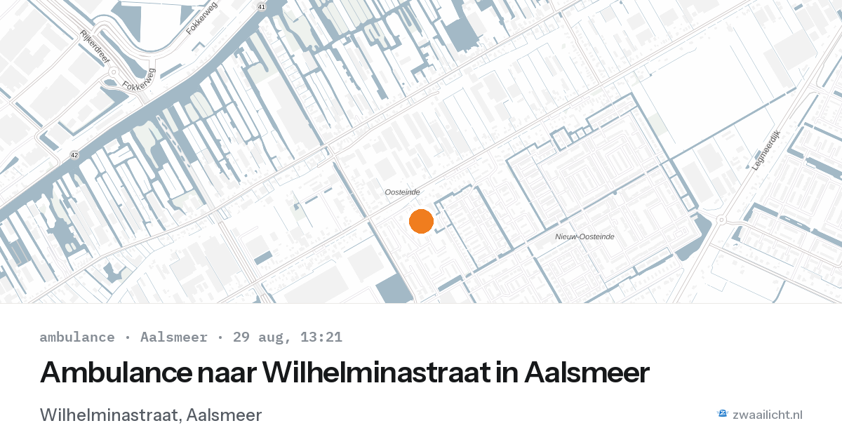 Ambulance naar Wilhelminastraat in Aalsmeer — 29 aug 2026