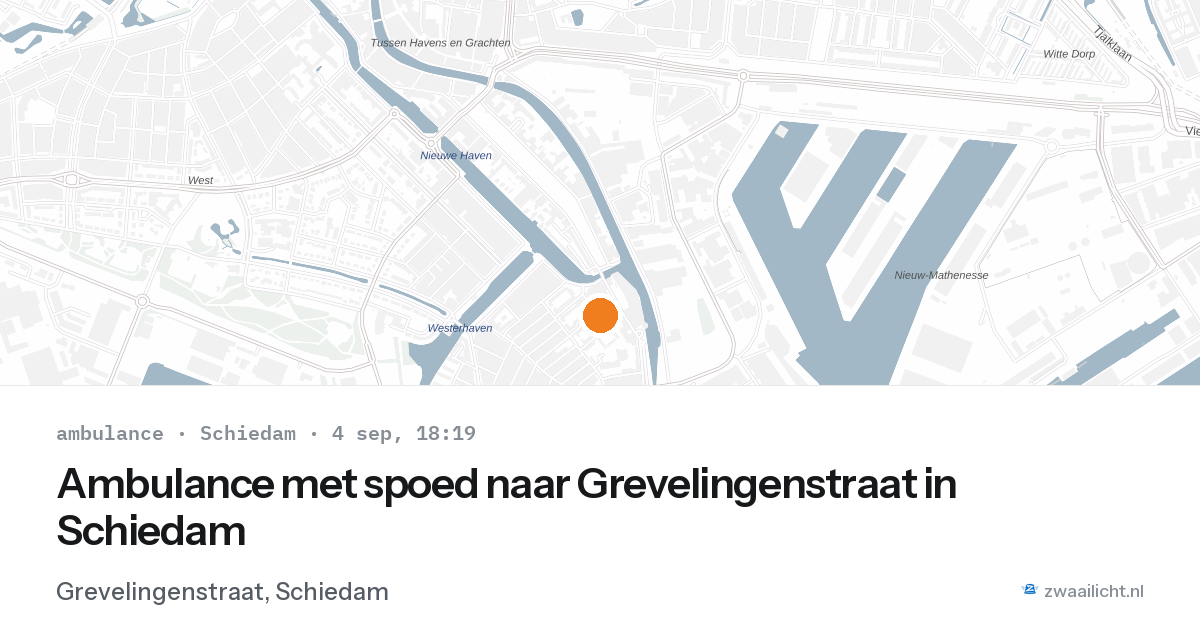 Ambulance met spoed naar Grevelingenstraat in Schiedam — 4 sep 2026