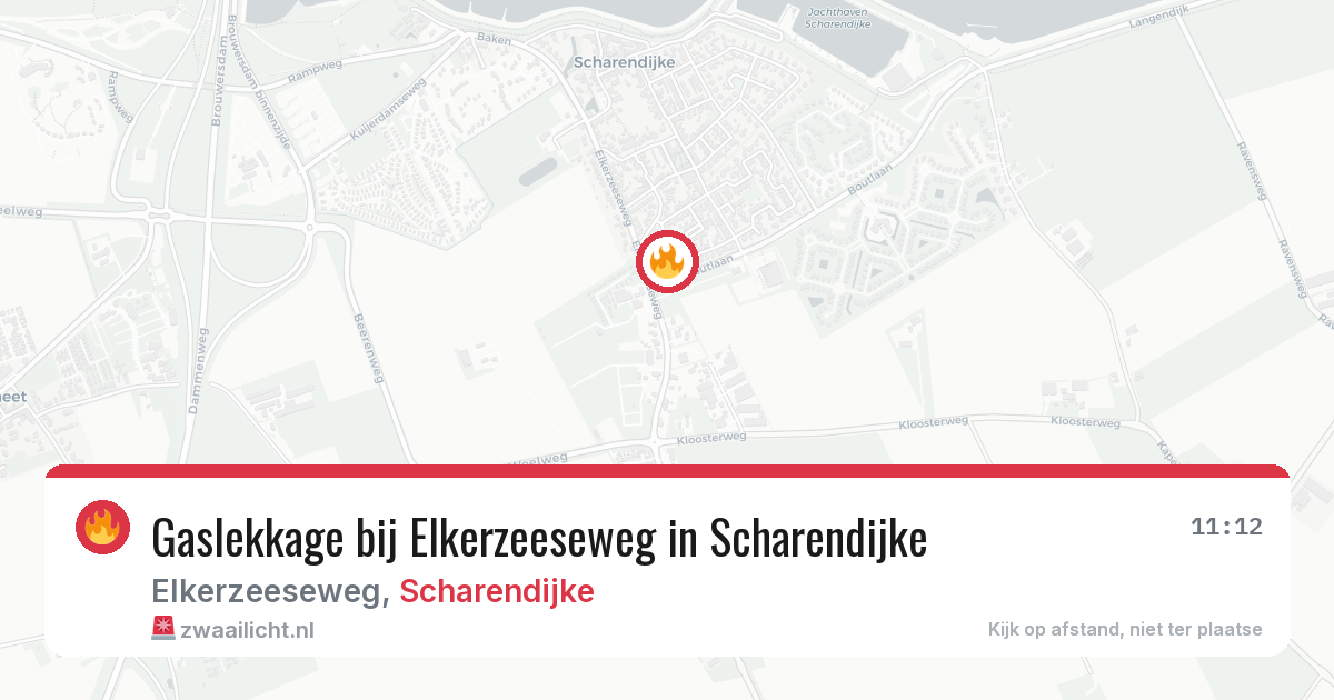 Gaslekkage bij Elkerzeeseweg in Scharendijke — 5 jul 2026