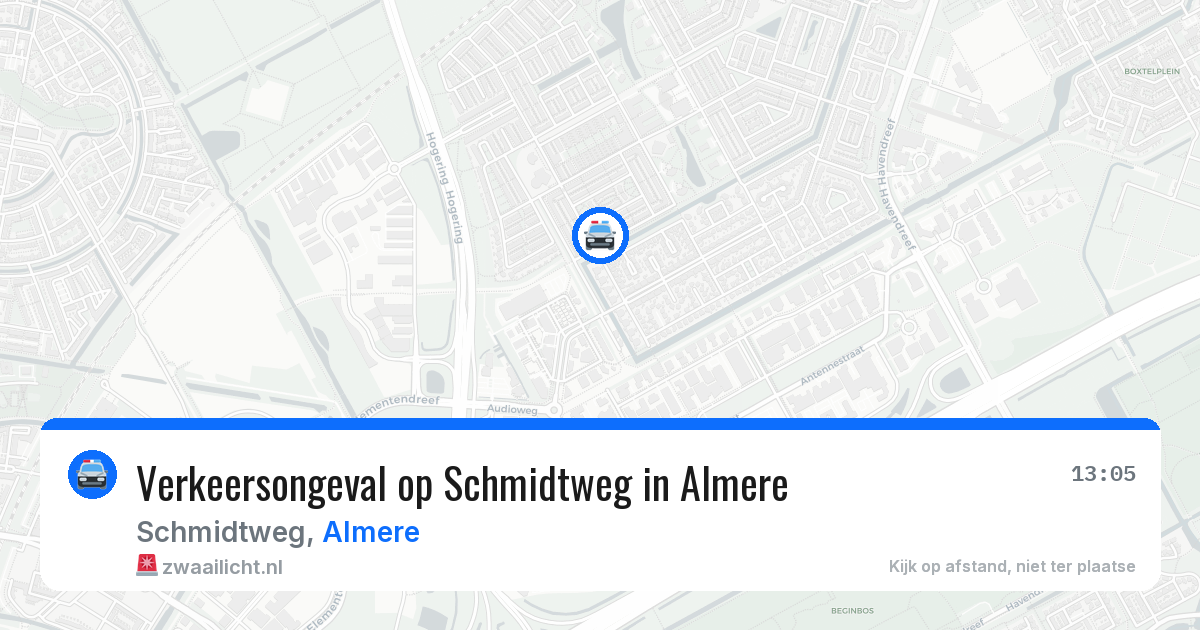 Verkeersongeval op Schmidtweg in Almere — 16 jun 2026