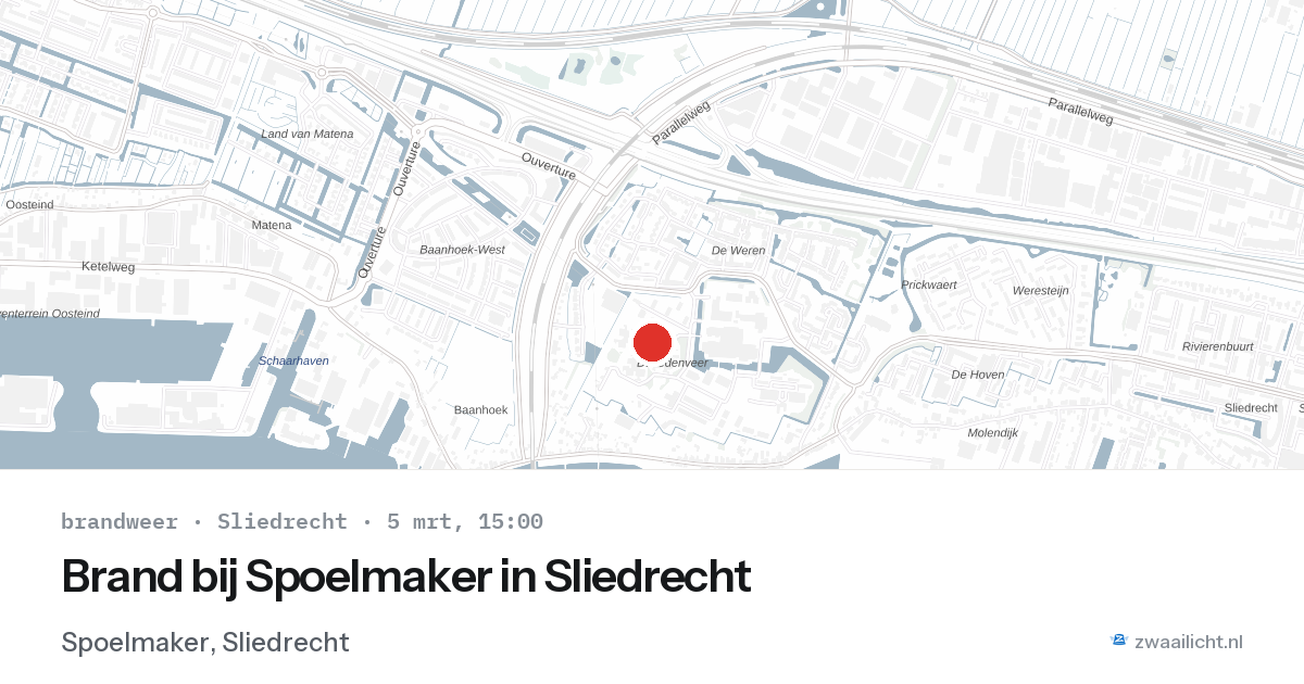Brand bij Spoelmaker in Sliedrecht — 5 mrt 2026
