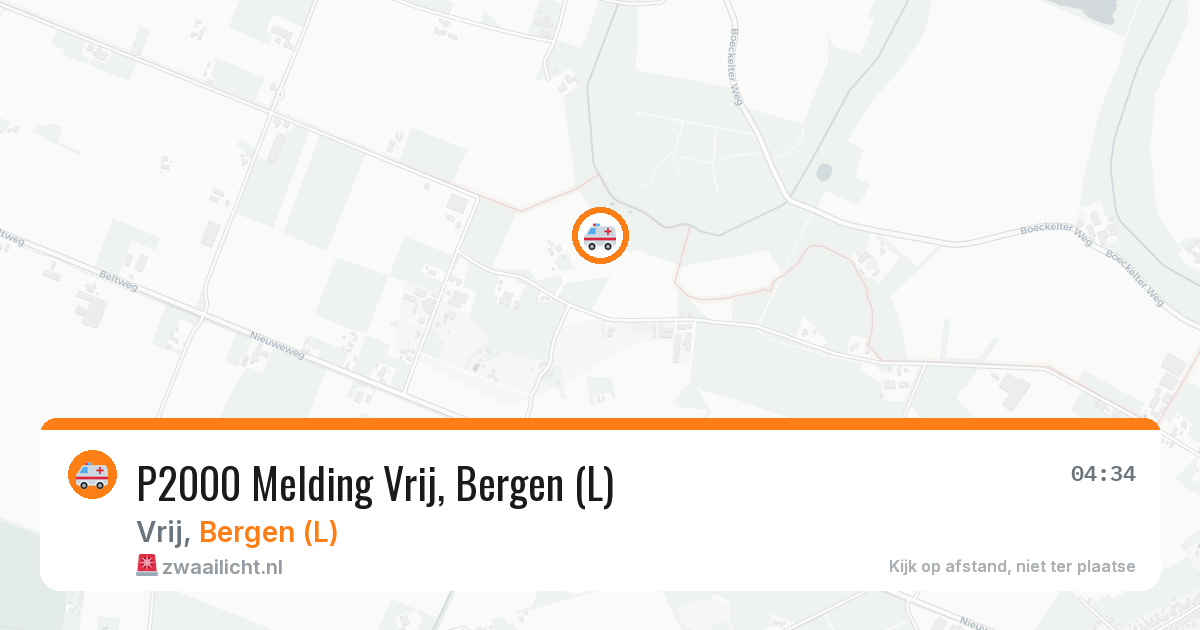 P2000 Melding Vrij, Bergen (L) — 14 aug 2026
