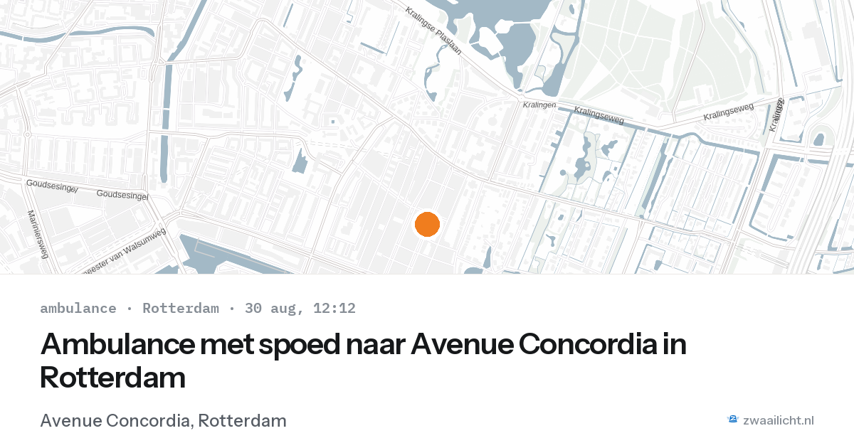 Ambulance met spoed naar Avenue Concordia in Rotterdam — 30 aug 2026