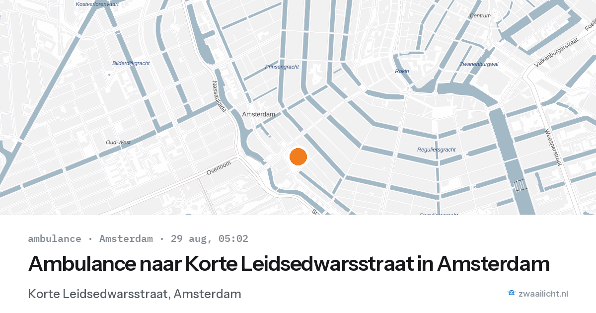 Ambulance naar Korte Leidsedwarsstraat in Amsterdam — 29 aug 2026