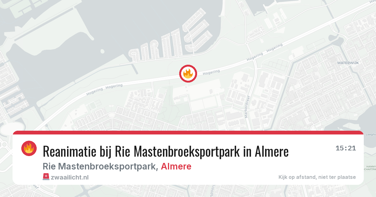 Reanimatie bij Rie Mastenbroeksportpark in Almere — 20 jun 2026