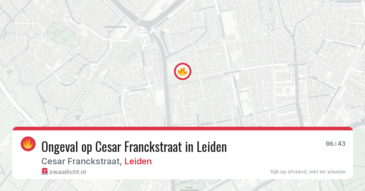 Ongeval op Cesar Franckstraat in Leiden — 4 aug 2026