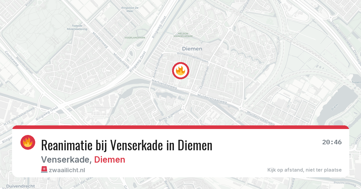 Reanimatie bij Venserkade in Diemen — 2 jul 2026