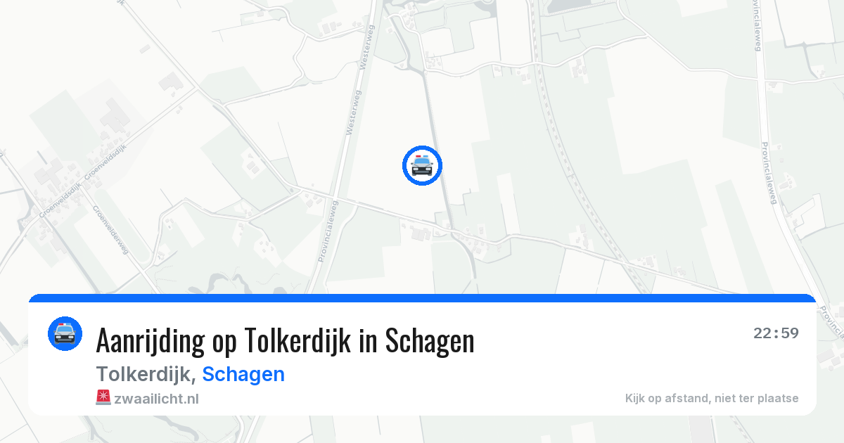 Aanrijding op Tolkerdijk in Schagen — 5 aug 2026