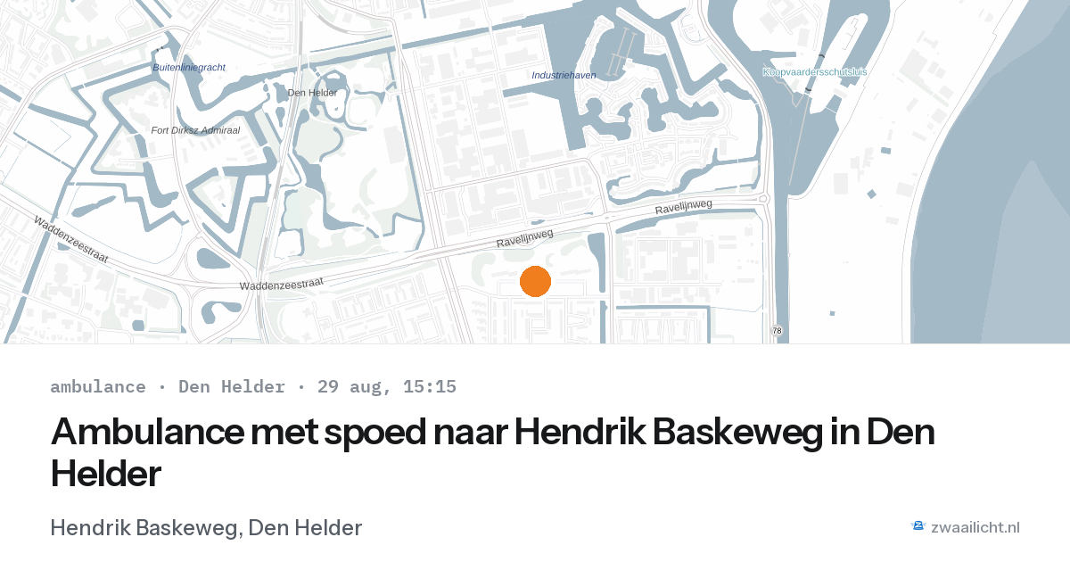 Ambulance met spoed naar Hendrik Baskeweg in Den Helder — 29 aug 2026