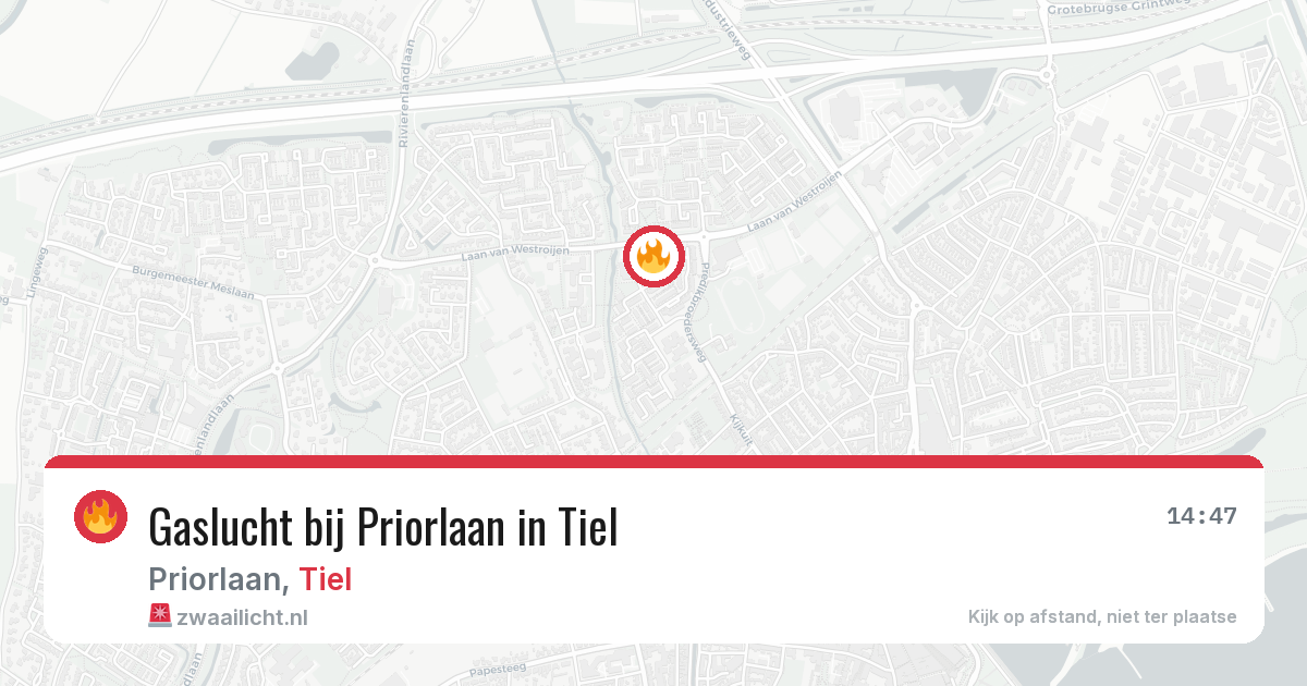 Gaslucht bij Priorlaan in Tiel — 28 mei 2026