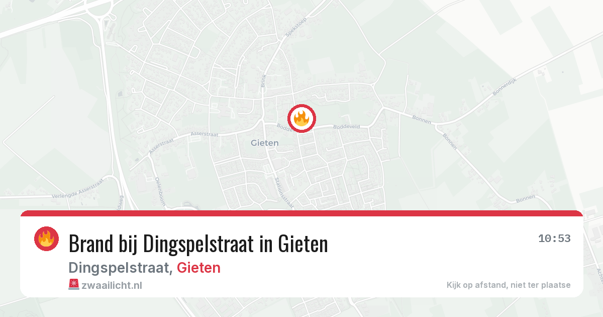 Brand bij Dingspelstraat in Gieten — 10 mei 2026