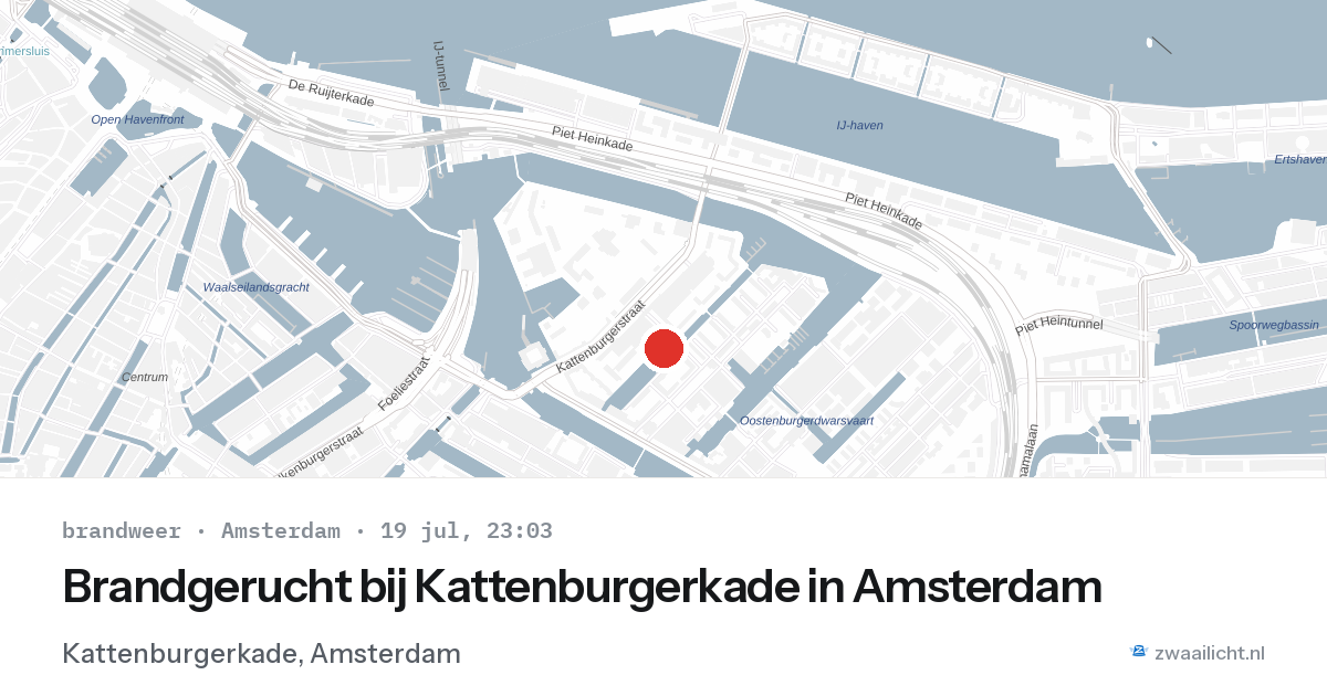 Brandgerucht bij Kattenburgerkade in Amsterdam — 19 jul 2026