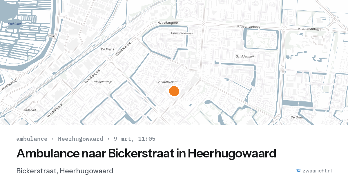 Ambulance naar Bickerstraat in Heerhugowaard — 9 mrt 2026