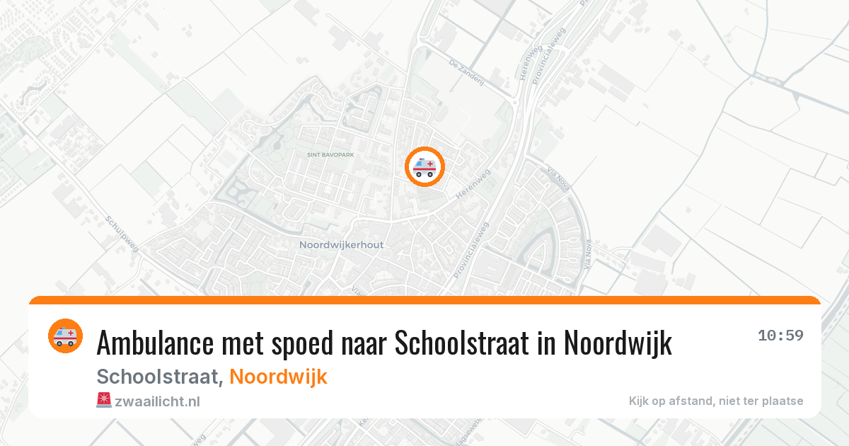 Ambulance met spoed naar Schoolstraat in Noordwijk — 10 aug 2026