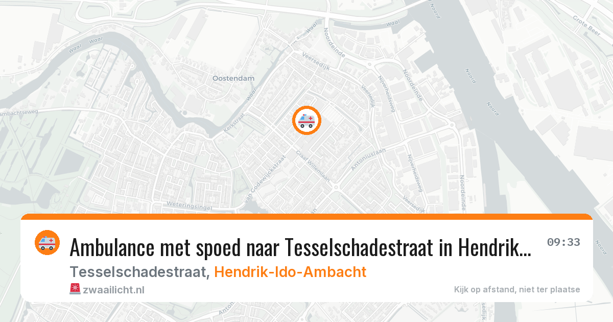 Ambulance met spoed naar Tesselschadestraat in Hendrik-Ido-Ambacht — 2 jul 2026