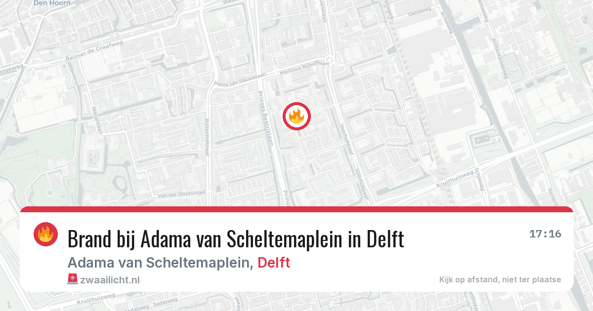 Brand bij Adama van Scheltemaplein in Delft — 27 jul 2026