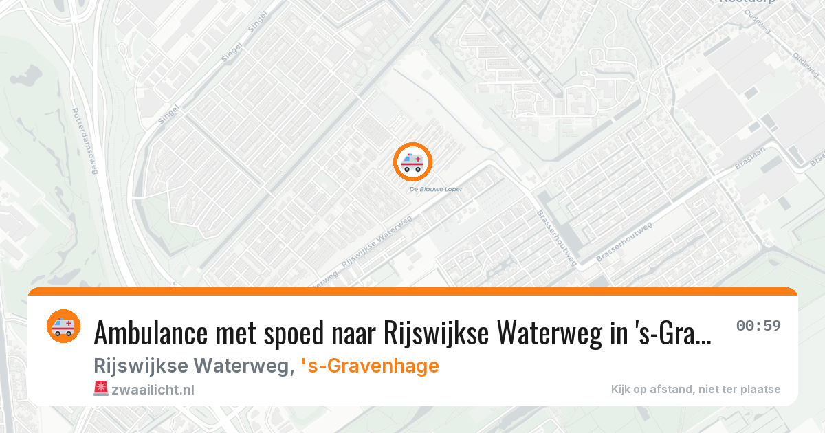 Ambulance met spoed naar Rijswijkse Waterweg in 's-Gravenhage — 16 mei 2026