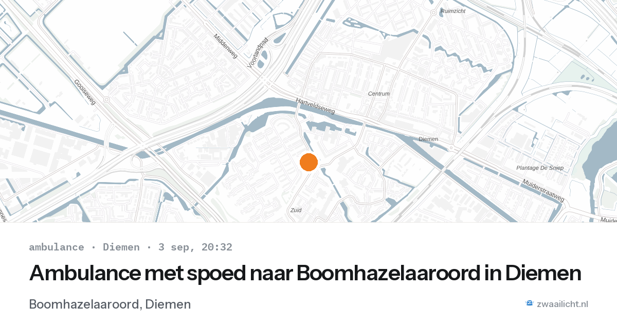 Ambulance met spoed naar Boomhazelaaroord in Diemen — 3 sep 2026
