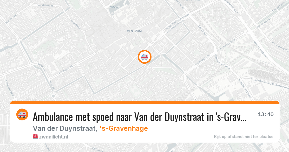 Ambulance met spoed naar Van der Duynstraat in 's-Gravenhage — 12 aug 2026