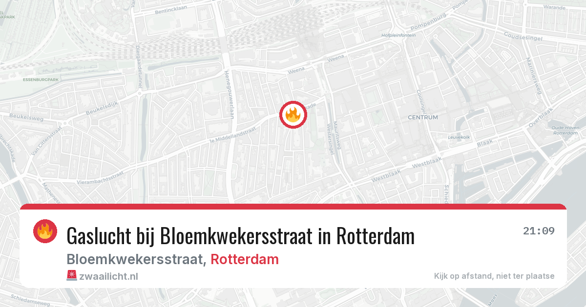 Gaslucht bij Bloemkwekersstraat in Rotterdam — 25 mei 2026
