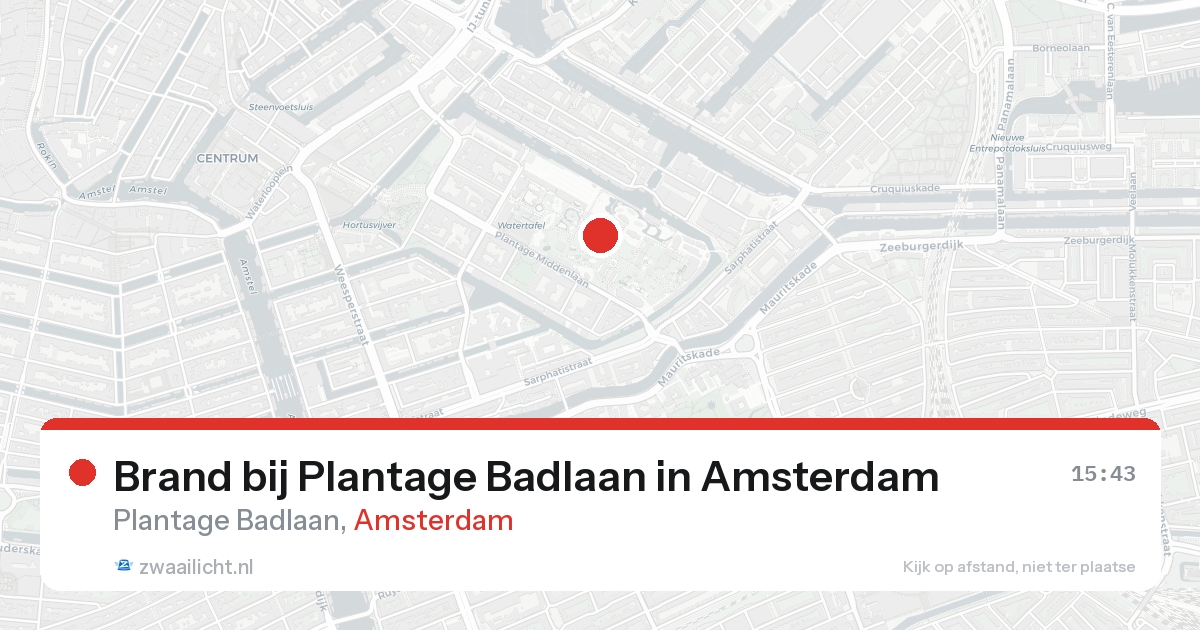 Brand bij Plantage Badlaan in Amsterdam — 22 aug 2026