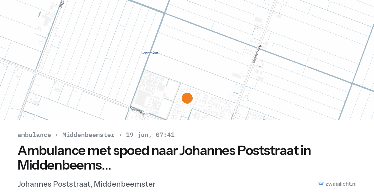 Ambulance met spoed naar Johannes Poststraat in Middenbeemster — 19 jun 2026