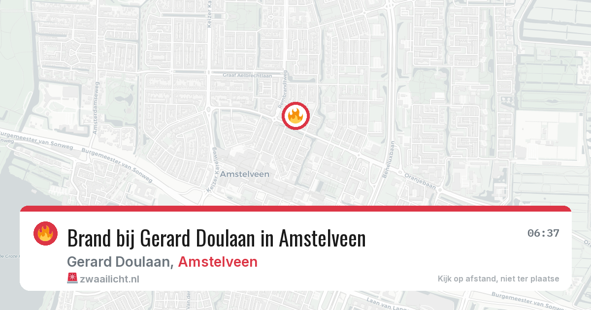 Brand bij Gerard Doulaan in Amstelveen — 6 mrt 2026