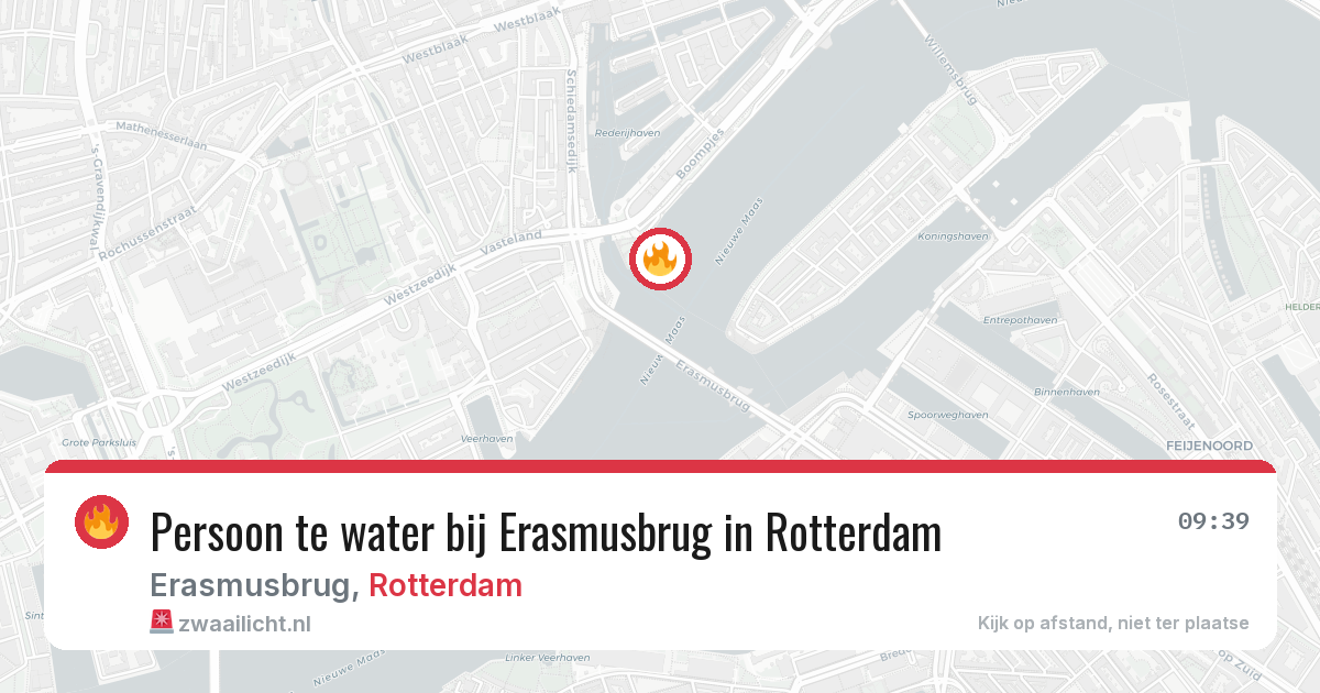 Persoon te water bij Erasmusbrug in Rotterdam — 3 aug 2026