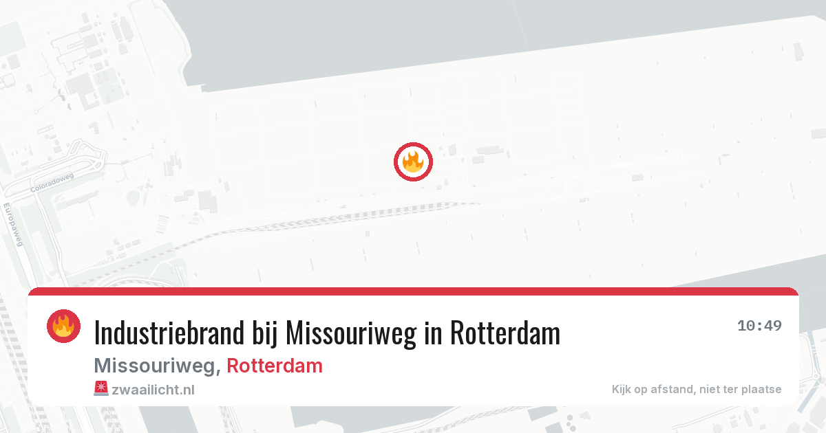 Industriebrand bij Missouriweg in Rotterdam — 13 aug 2026