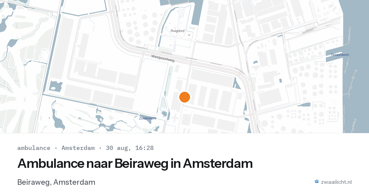 Ambulance naar Beiraweg in Amsterdam — 30 aug 2026